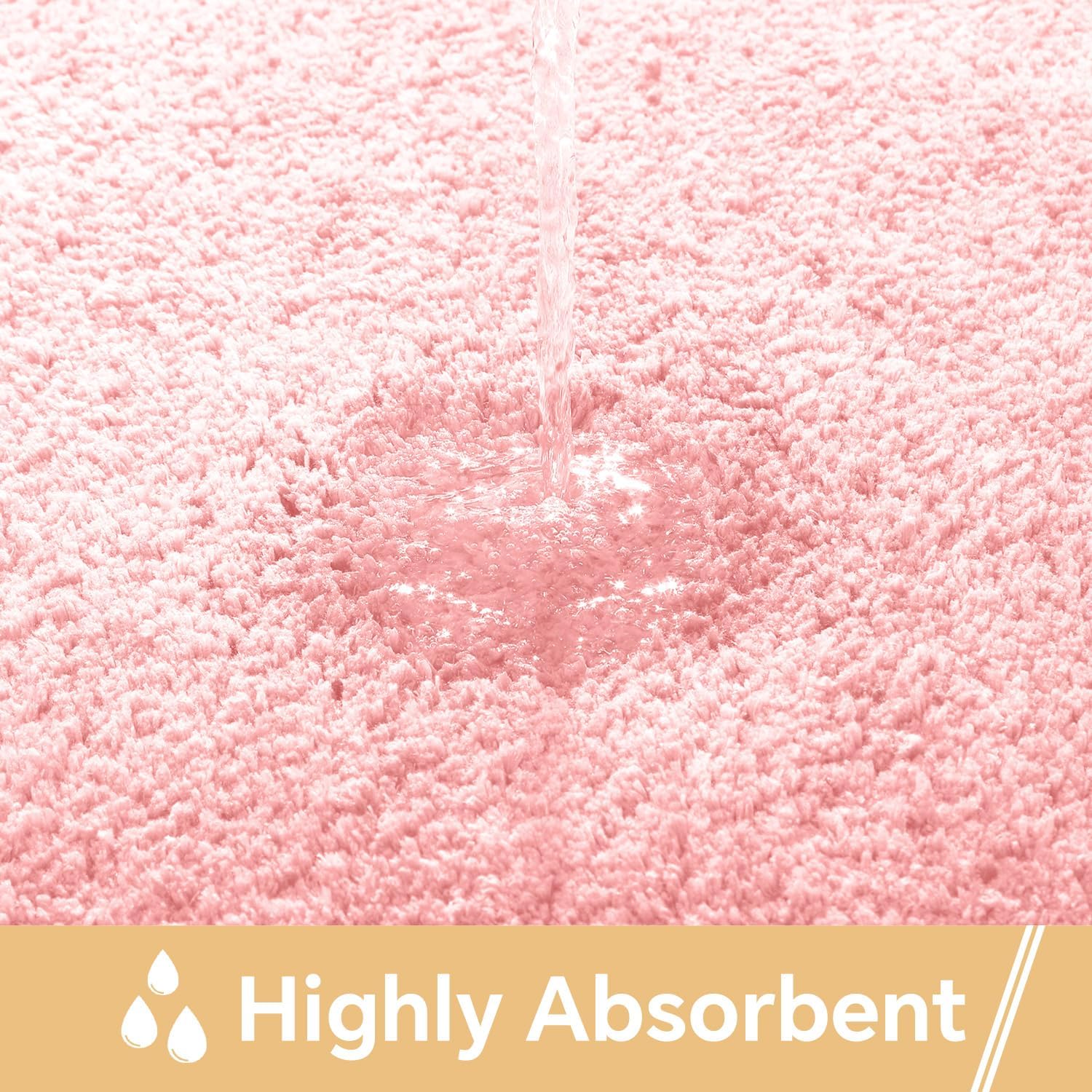 Pink Bathroom Rugs 17"x24" - High-Density Microfiber Bath Mat, Fluffy Non Slip Absorbent and Washable Bathroom Mat - Ideal for Small Spaces, Vanity, Toilet, or Pet Mat - Image 4