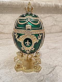 Emerald Green Fabergé Egg 24KGOLD Collectors Egg Russian Jewelry Box Faberge Egg Trinket Box HAND Decorated with 200 Austrian DIAMONDS Her Faberge Box Jewellery Gift for Mom Mothers Day Surpris
