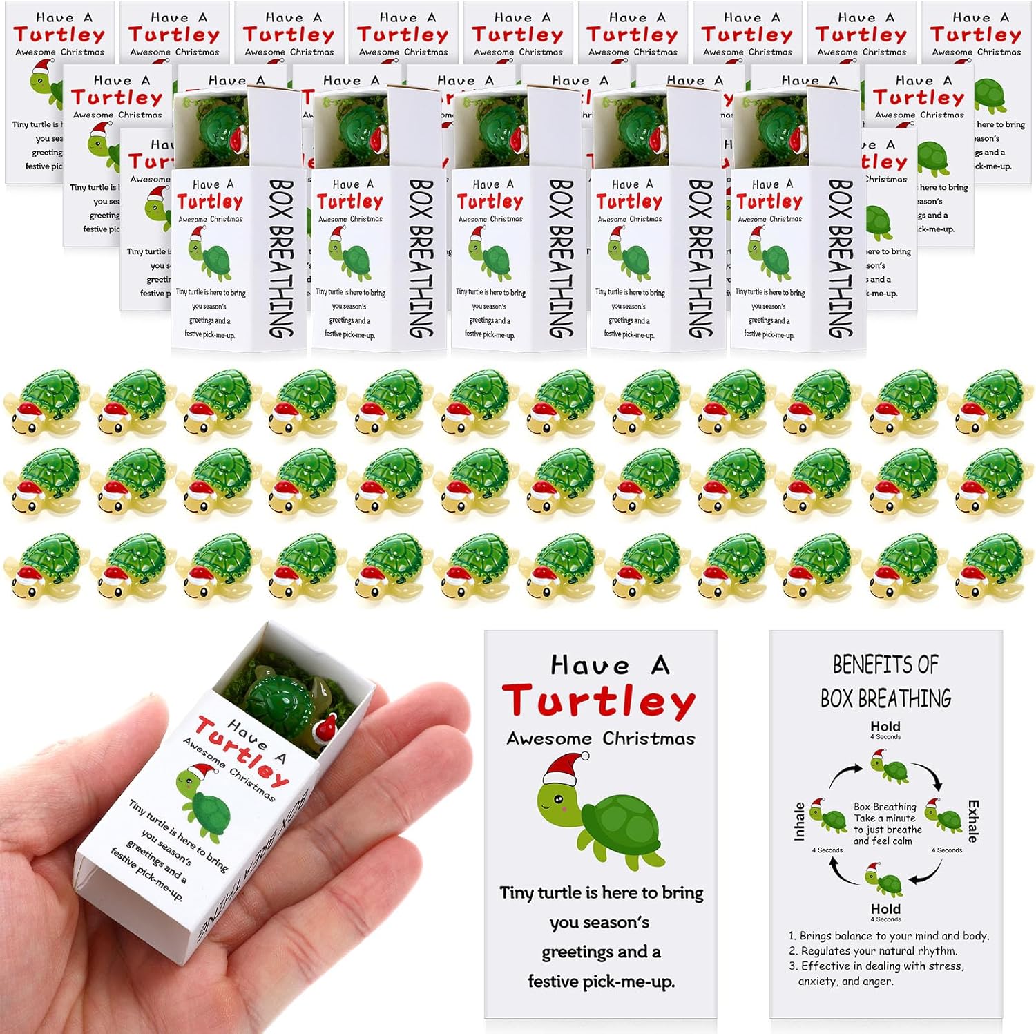 50 Sets Christmas Bulk Gifts for Coworkers Mini Lucky Duck with Box for Employee Gifts Encouragement Breathing Appreciation Emotional Cheer Tiny Pocket Animal for Group Teams (Penguin)