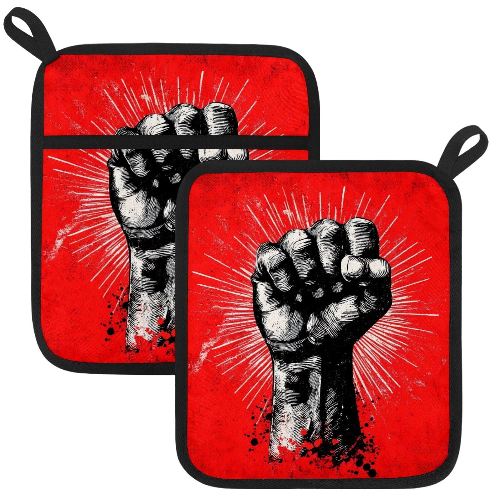 VAPOKF Fist Kitchen Hot Pot Holder, Pot Holders Heat Resistant Pot Holder with Pocket Heat Resistant Trivets for Hot Pans Cotton Pot Mitts for Kitchen Cooking Baking