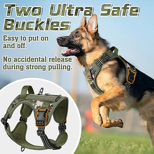 Miniatura 7 de rabbitgoo Arnés táctico para perro, sin tirones, chaleco militar con asa y Molle, arnés para perro de servicio de fácil control para perros
