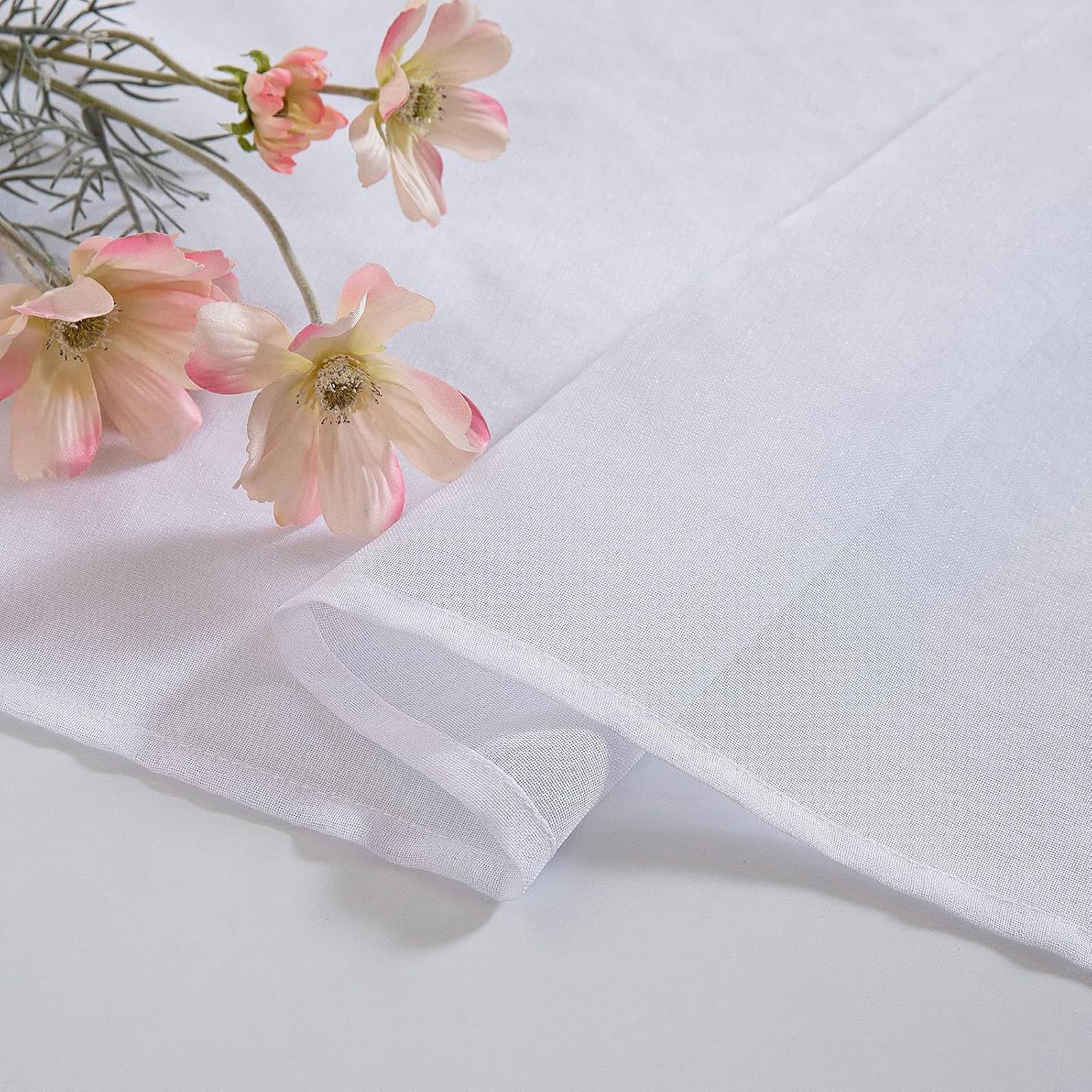 Tende Voile 205 x 241 cm con Occhielli, Morbidi, Moderne, Effetto Lino, Semitrasparenti, Traspiranti e Decorative, Tenda Bianca Trasparenti a Vetro per Soggiorno, Bianco