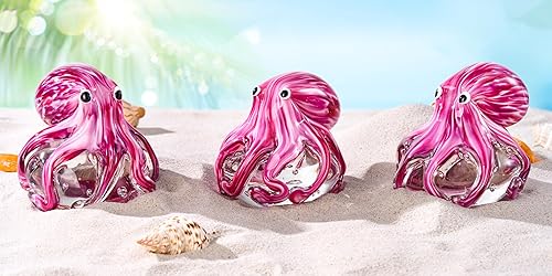 Miniatura 5 de EUSTUMA Adorno de figura de pulpo de vidrio soplado a mano, adorno de animales marinos para acuario de pecera, colección de animales marinos para