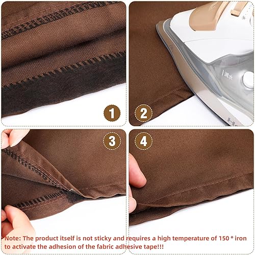 Miniatura 5 de Outus 2 rollos de cinta de dobladillo de tela adhesiva para planchar sin coser para pantalones cada uno de 1/2 pulgada (blanco, 27 yardas cada uno)