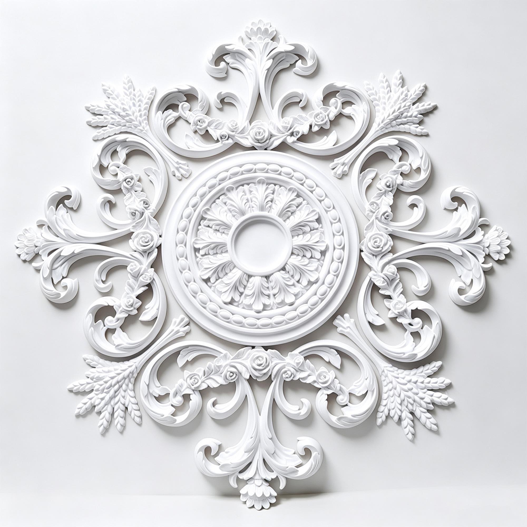 Rosone Soffitto Polistirolo Moderno Decorativo Bianco