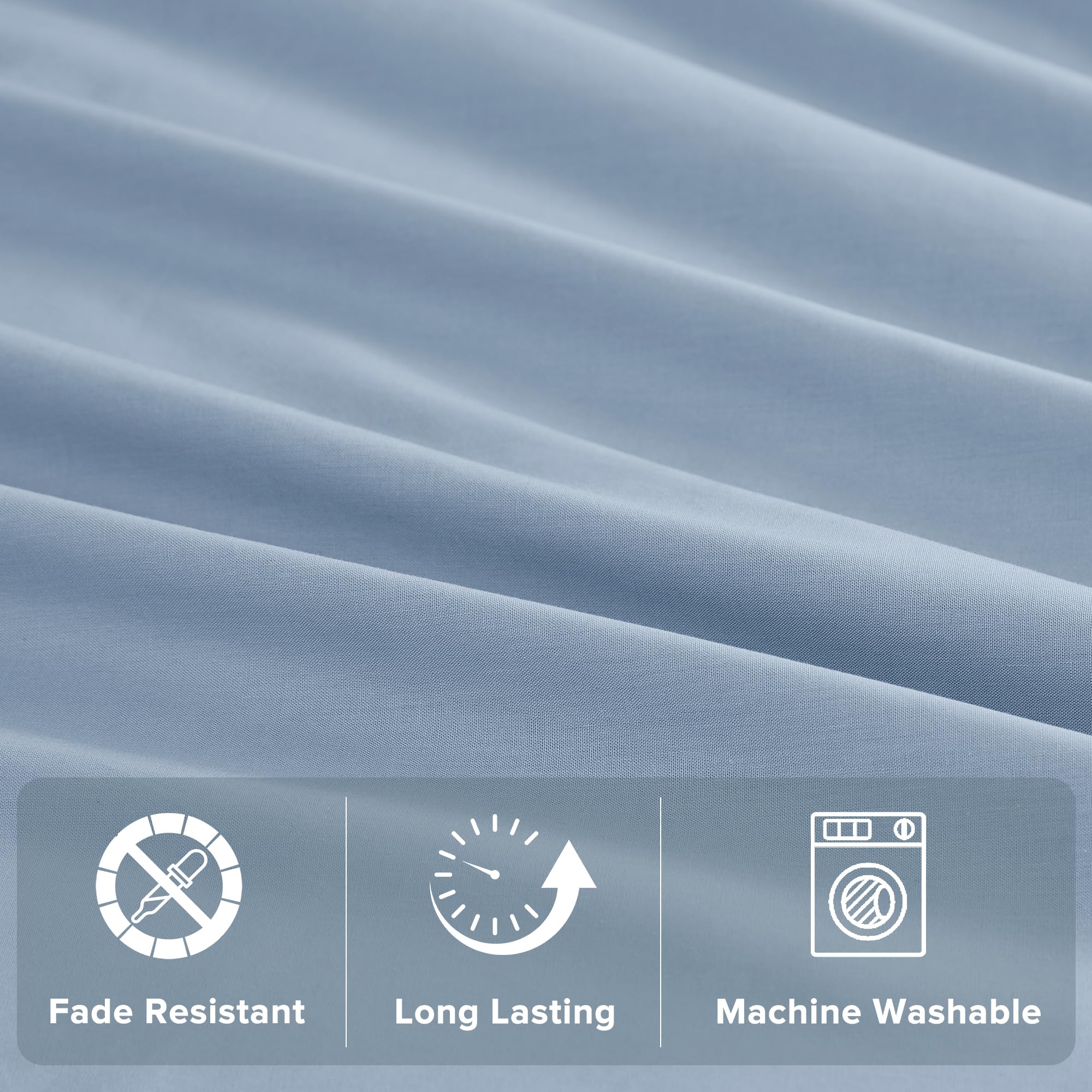 Blue 100% Cotton Percale Twin Sheet Set 3 Pcs U53239