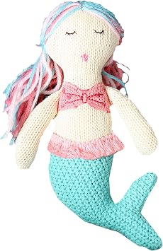 MON AMI Mermaid Plush Rattle Toy 8 Inches Soft Baby Rattle with Gentle Chime Sound | Plush Stuffed Animal for Infants & Toddlers | Perfect Size for Little Hands