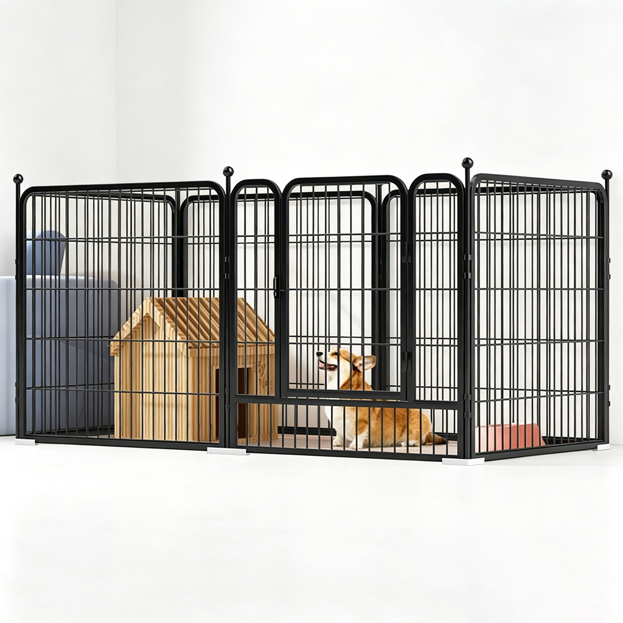 Dog pen for Indoor & Outdoor Use,Portable 60cm 6 panels Heavy Duty 60cm Height 8 Panels Dog Play Pen for Puppy and Small Dogs