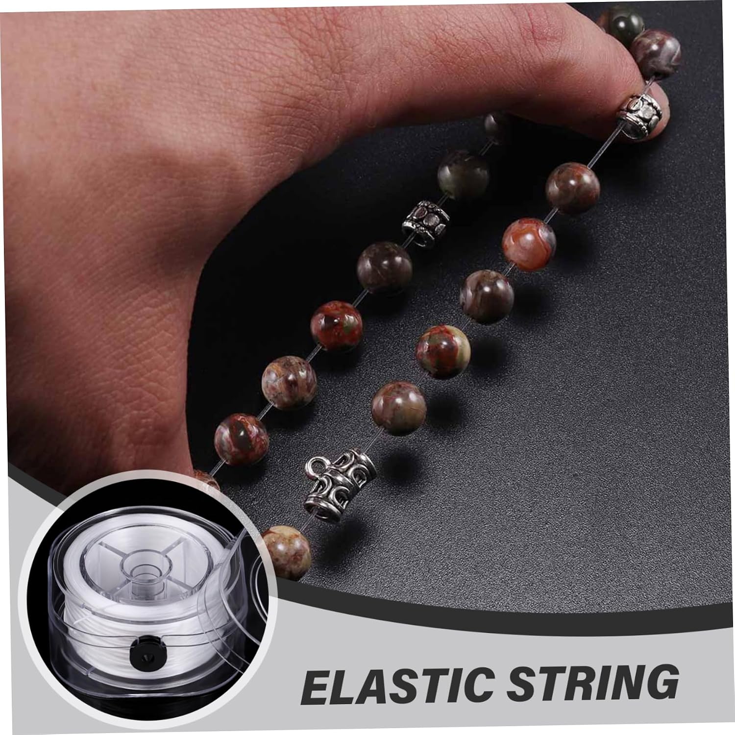 Bracelet String, 0.2mm Elastic Jewelry Making String with Plastic Case, 656ft for Weaving, Knotting, Craft Supplies image 3
