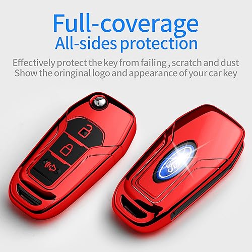 Miniatura 7 de Tukellen Funda para llavero Ford de TPU suave, protección completa, compatible con Ford F150 F250 F350 F450 F550 Explorer Ranger Escape Key Shell