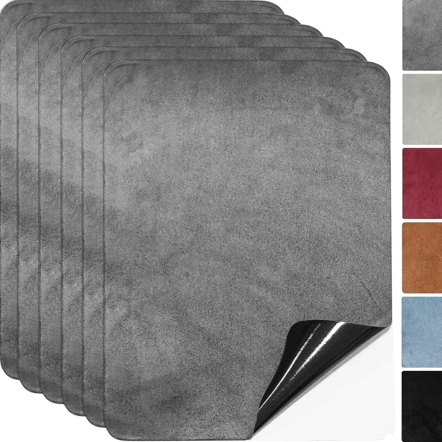 Microfibre Fabric, Self-Adhesive, Pack of 6, 20 x 30 cm Patches, Fabric Repair Patches, Suede Look Faux Leather (Dark Grey)
