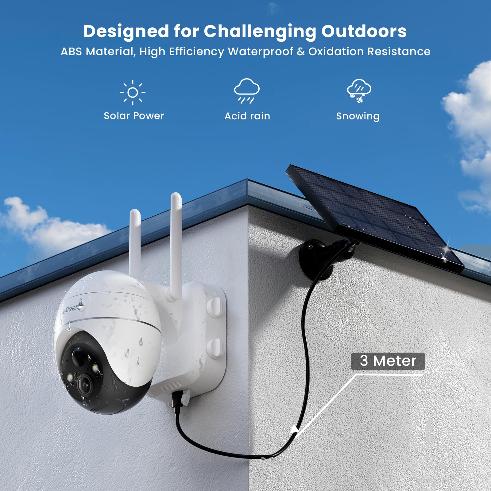 ieGeek 5MP Camara Vigilancia WiFi Exterior Solar, PTZ 360° | Detección Humana PIR, Visión Nocturna en Color, Audio Bidireccional, Almacenamiento Local/Nube, Compatible Alexa IP65
