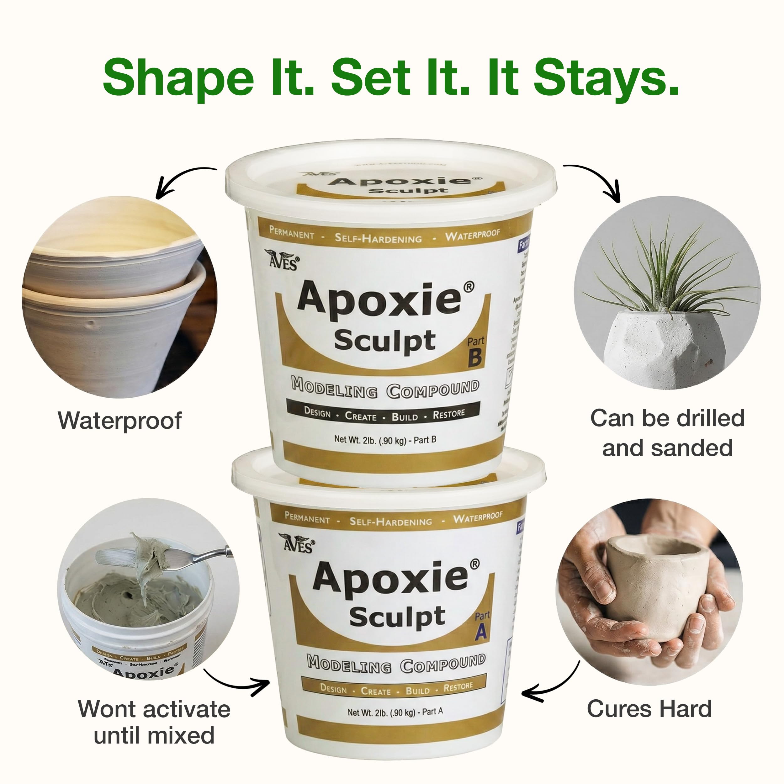 ApoxieSculpt - 4 Lb. (1.8 Kg) Natural - Resina Epoxídica Blanca