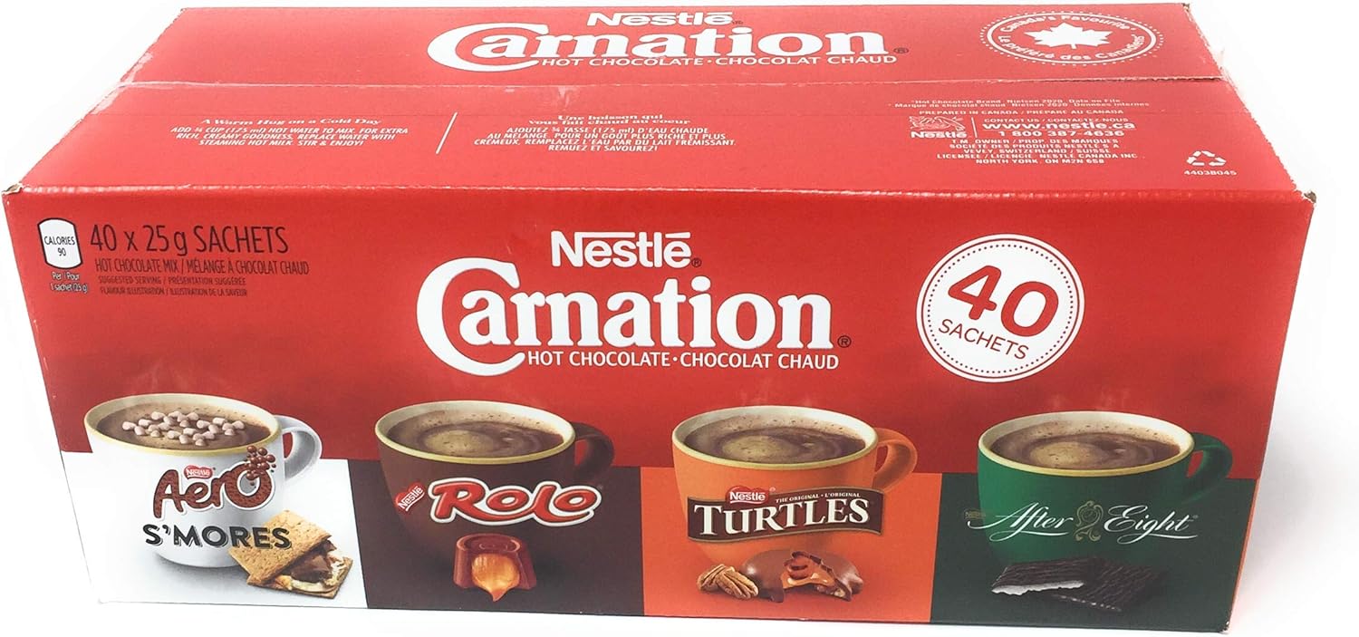 Nestlé Carnation Hot Chocolate 40 Sachets X 25 g Variety Pack, 1 Count