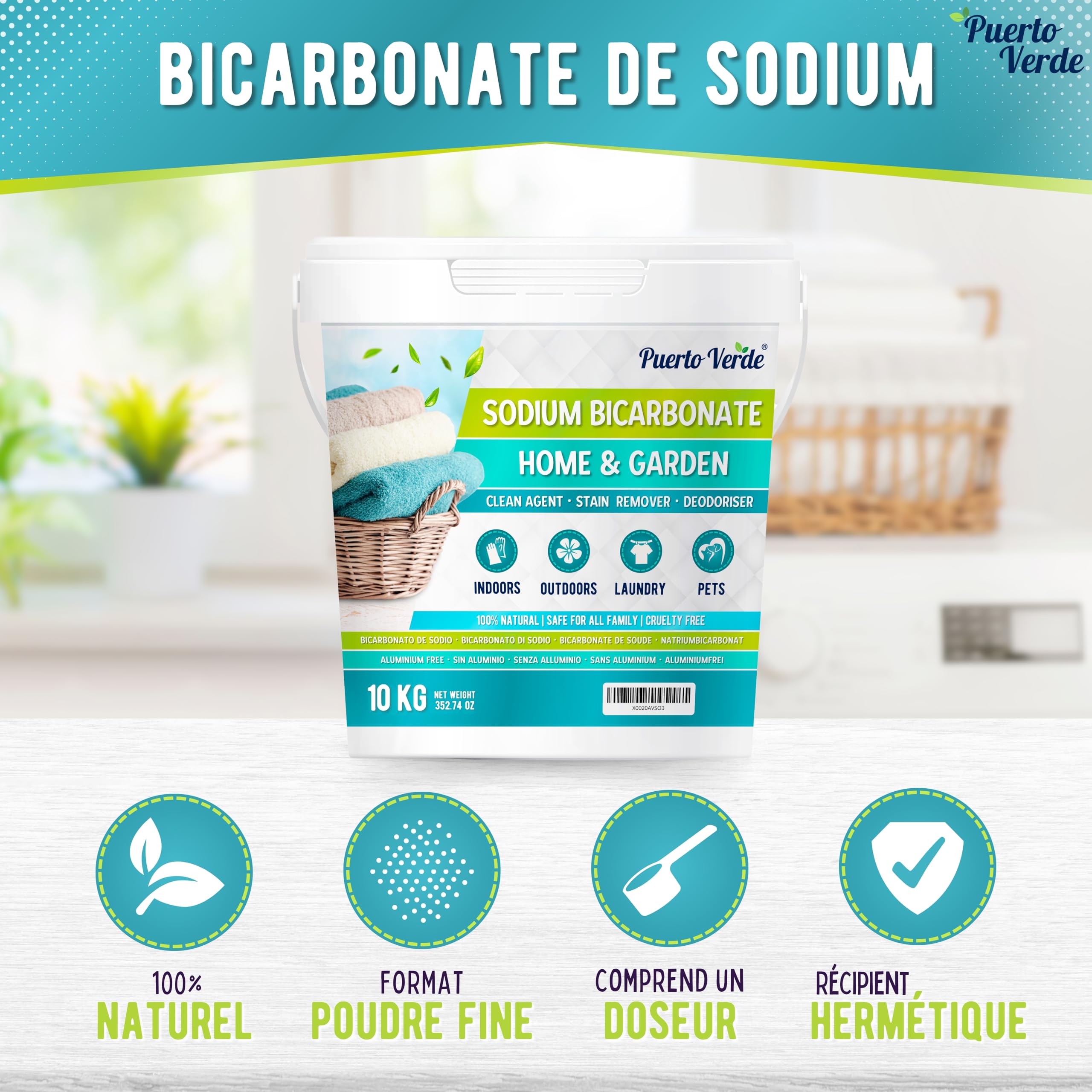 Bicarbonate de Soude 10 Kg. Sans Aluminium et 100% Naturel.