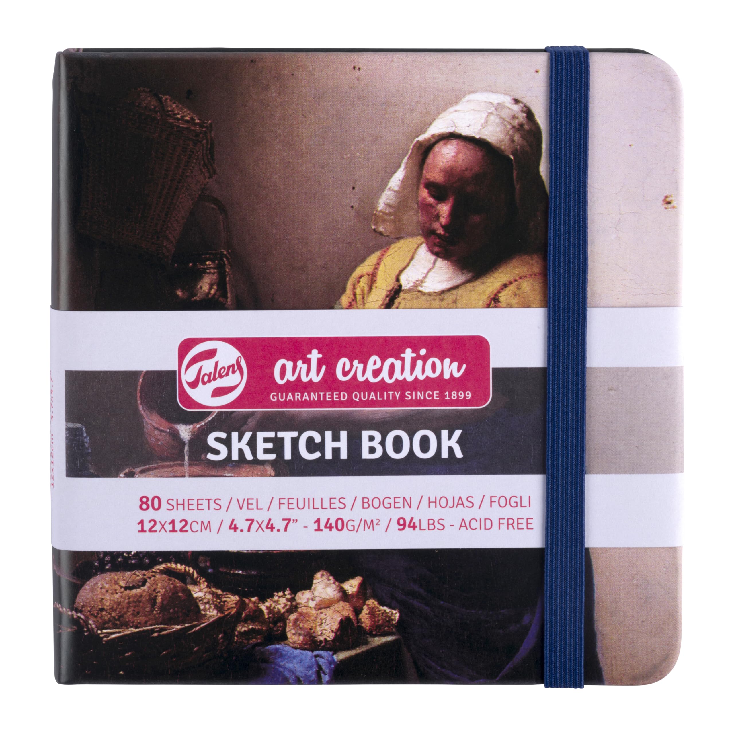 Talens Art Creation Sketchbook The Milkmaid | 12 x 12 cm, 140 g, 80 Sheets | Hardcover Sketchbook for Pencil, Pastel, Ink, Gouache
