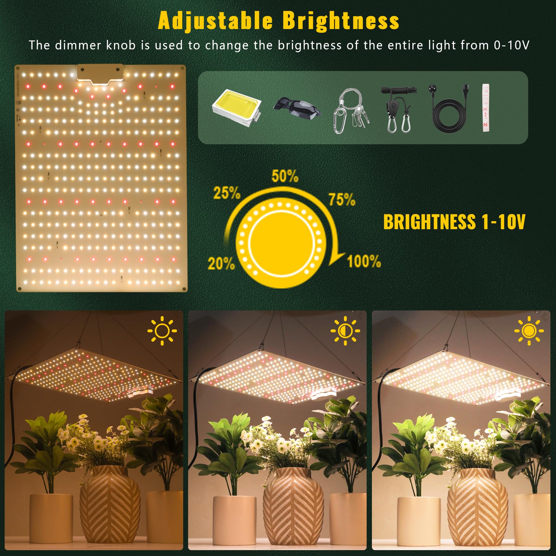 VAYALT 2024 Lampada per Piante, 1000W LED Lampada per Piante con UV e IR, Lampade per Coltivazione Indoor Spettro Completo LED Coltiva Luce Piante Indoor Verdure e Fiori (3000K 5000K 660nm 730nm)
