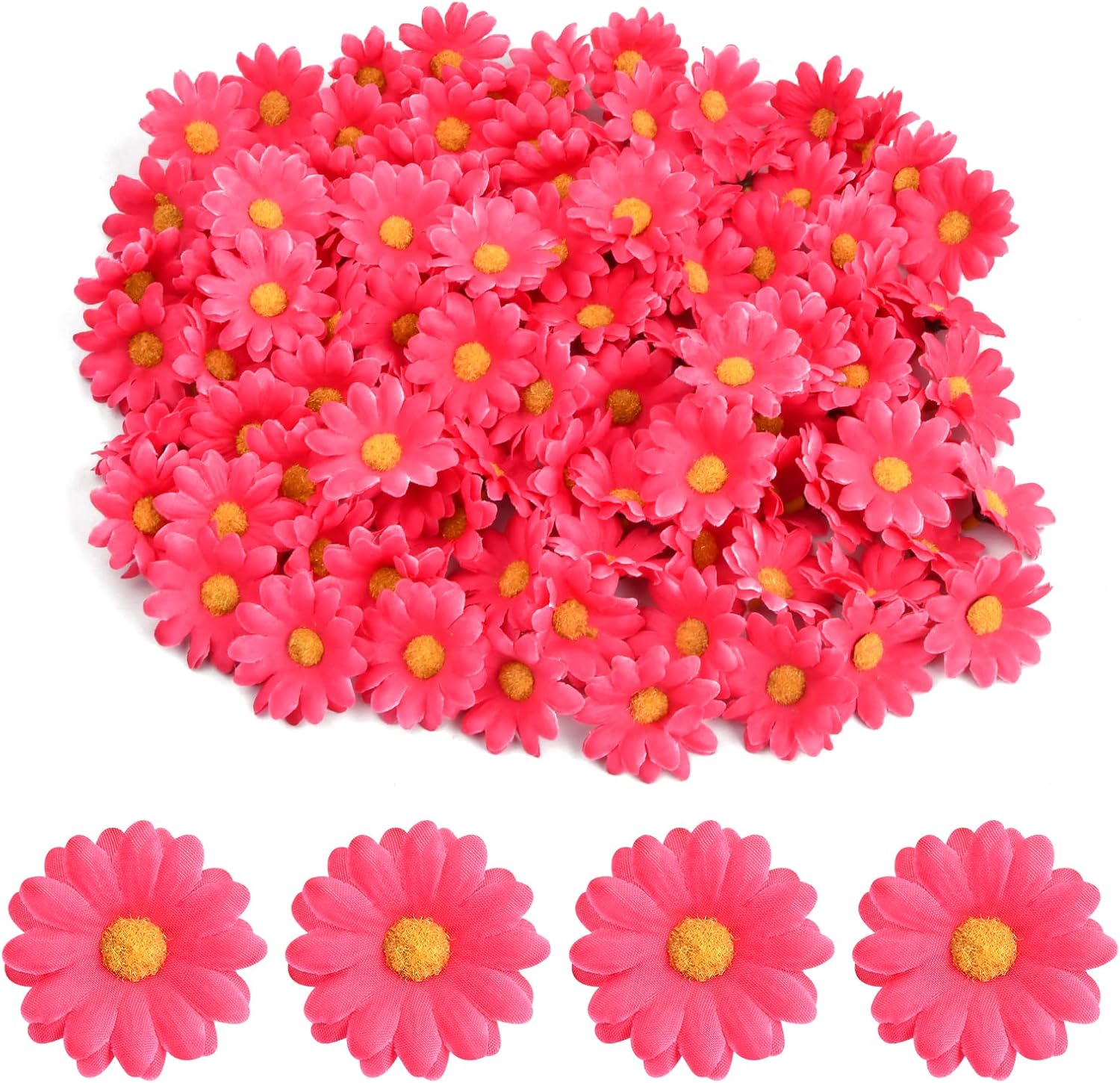 Tinsellns 100Pcs Artificial Flowers Fake Flower Heads Daisy Garden