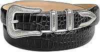 Brenton Genuine Full-Grain Cowhide Leather Dress Belt - Tapered 1-1/8" to 1" Width, Silver Buckle, Made in USA