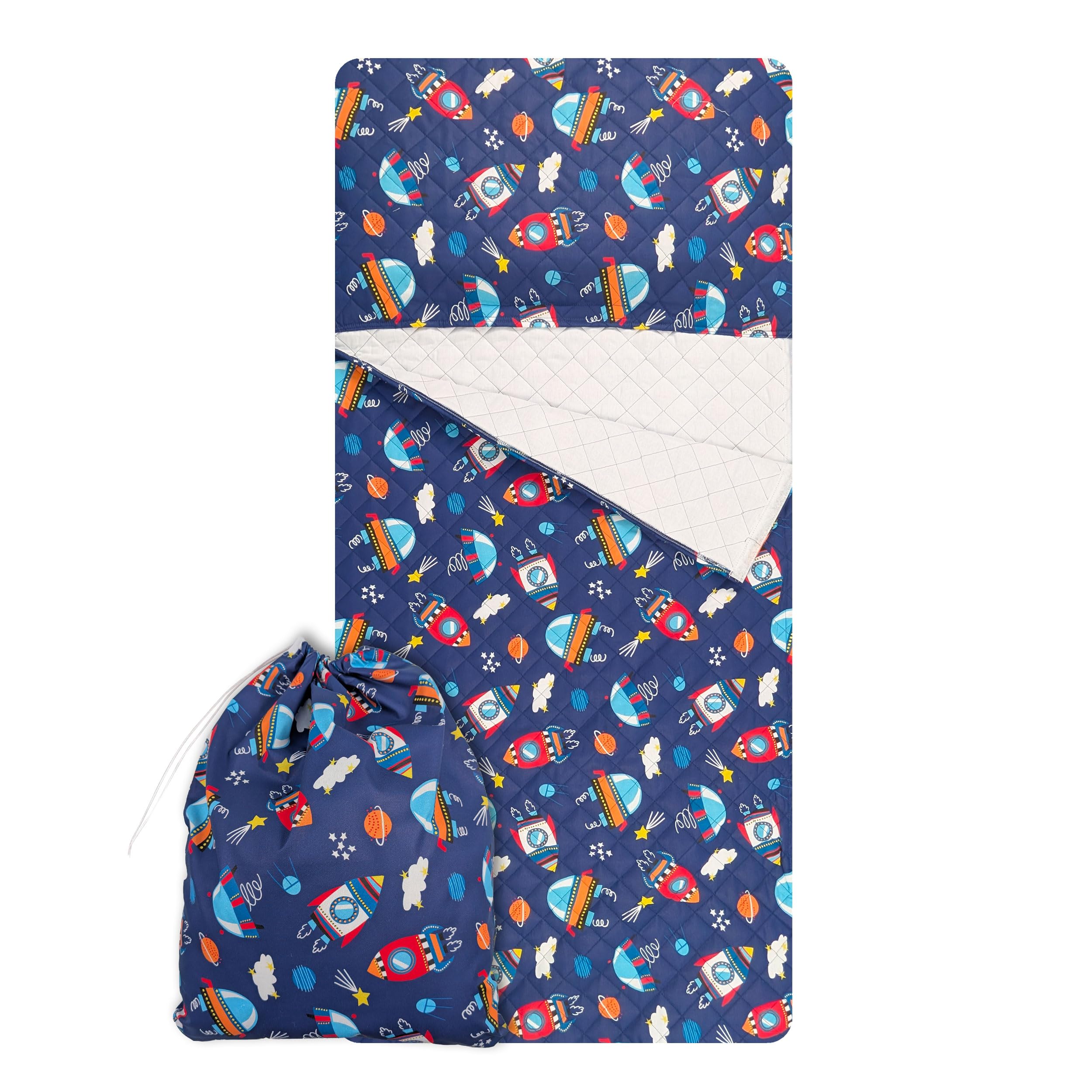 Panini Tessuti Ensemble de puériculture, Sac de Couchage et Pochette pour bébés de 2 à 6 Ans - Tissu matelassé 100% Coton - Made in Italy (StarshipEnsemble de puériculture)
