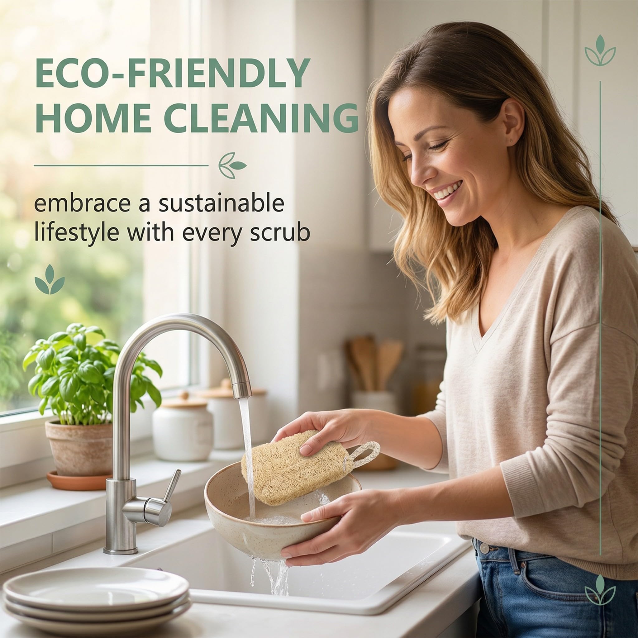 IWIDYA Estropajo de Lufa Natural para Cocina, Esponja Vegetal Ecológica para Lavar Platos, Exfoliante Suave y Biodegradable, Pack de 8 Unidades — view 3