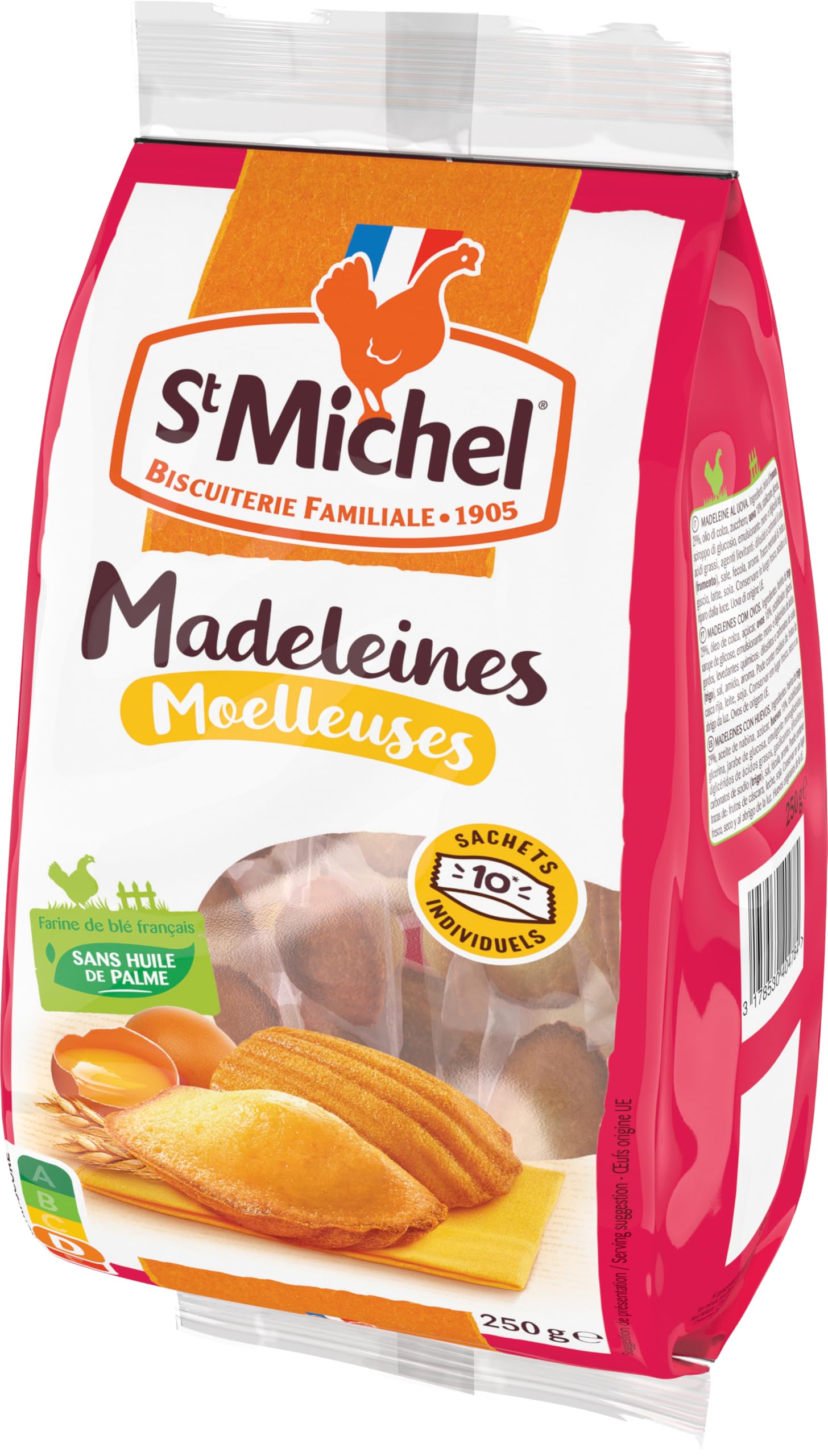 St Michel Madeleines Moelleuses Natures en sachet individuel 250g