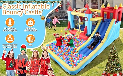 Miniatura 2 de AKEYDIY Casa de rebote, castillo inflable con soplador para niños de 3 a 10 años, parque acuático para exteriores e interiores para patio trasero