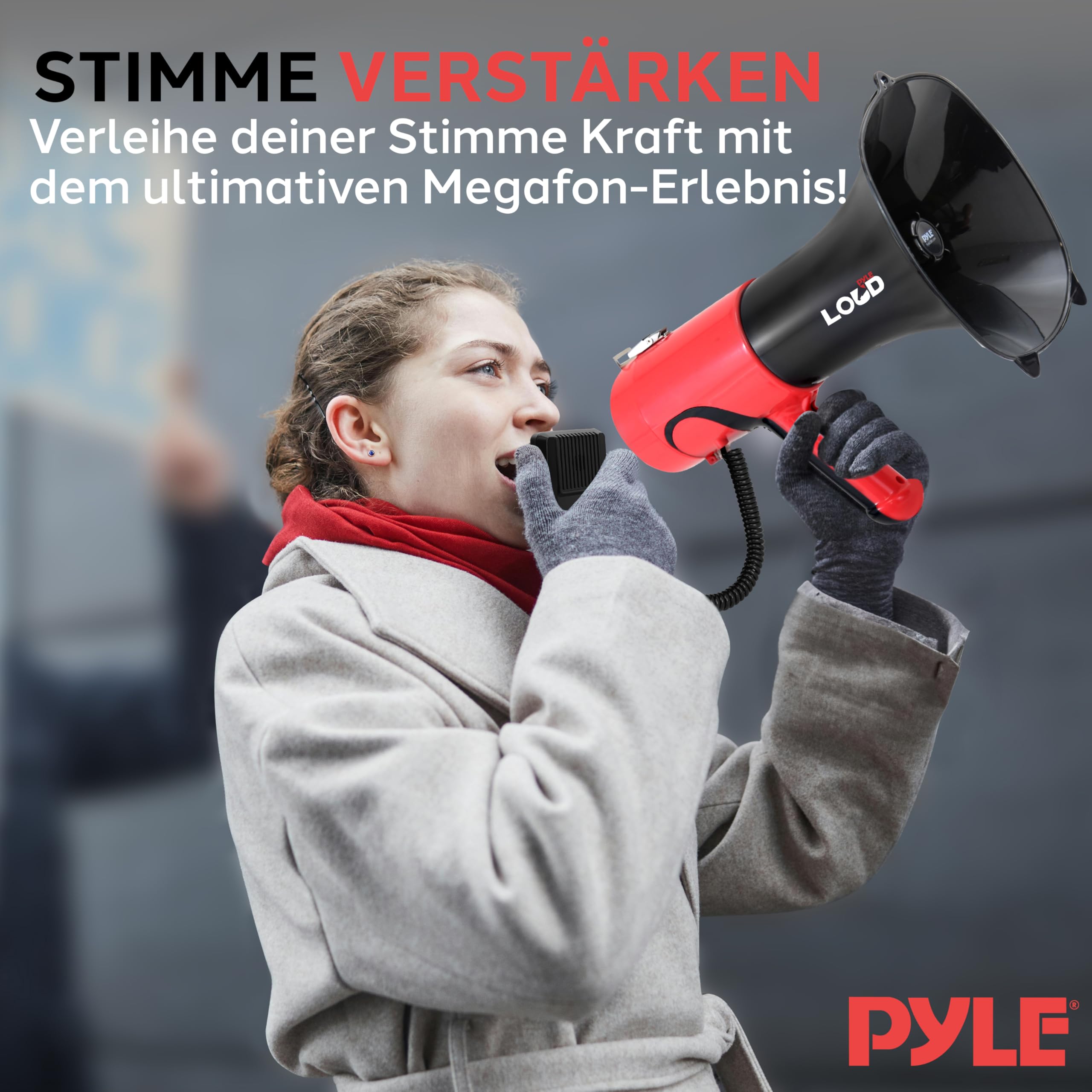 Pyle Megafon mit Sirene und Stimmenverzerrer – Bluetooth Mini-Megaphone mit Mikrofon und AUX, Lautsprecher für Kinder, Veranstaltungen und Outdoor