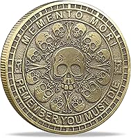 Vista 1 de Moneda de Desafío Memento Mori: Eleva Tu Práctica Estoica Diaria con Medallón Amor Fati - Un Regalo Perfecto de Estoicismo y Token de Metal EDC