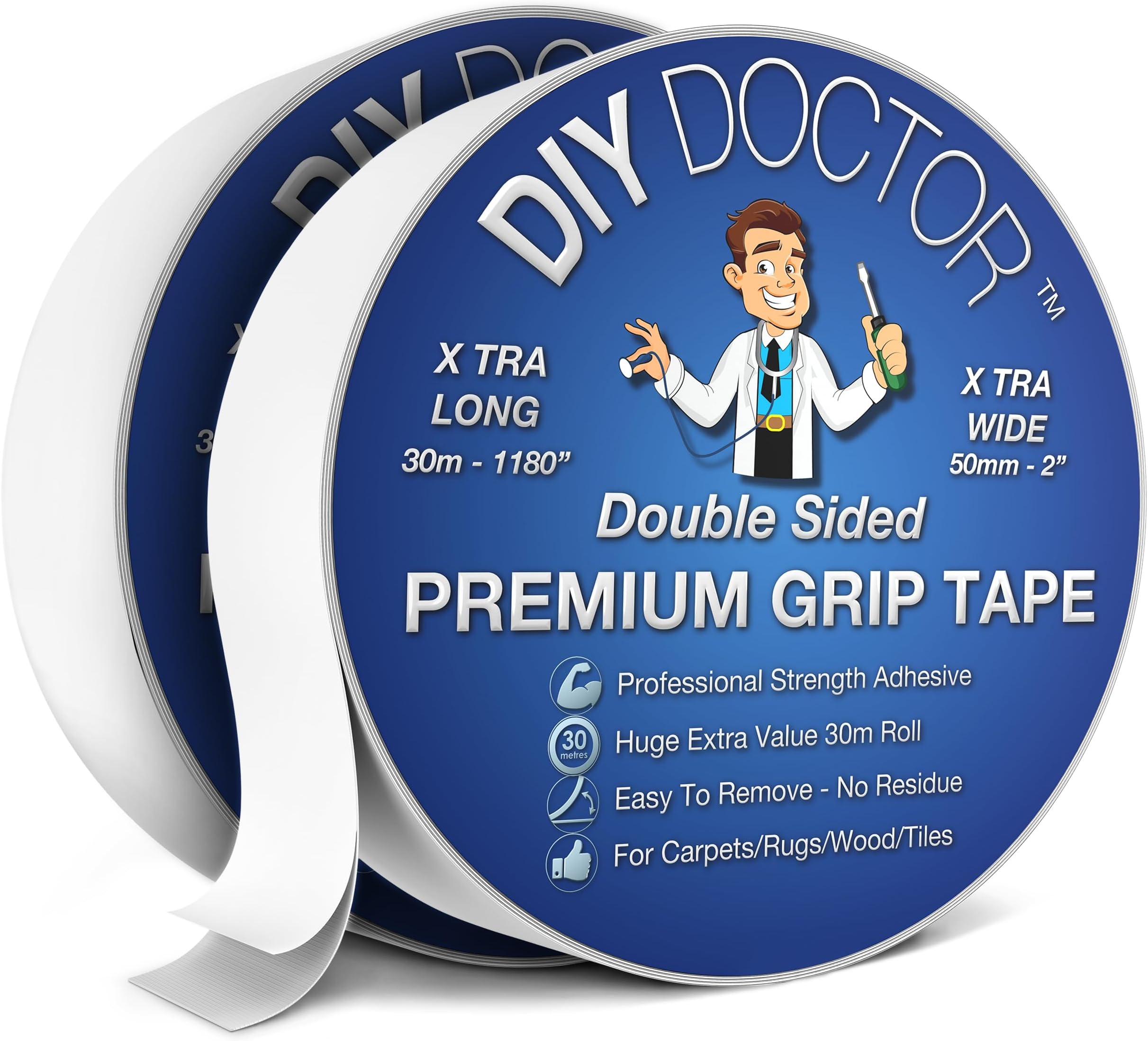 DIY Doctor Extra Strong Double Sided Carpet Tape 2 Pack Carpet Double Sided Tape Heavy Duty