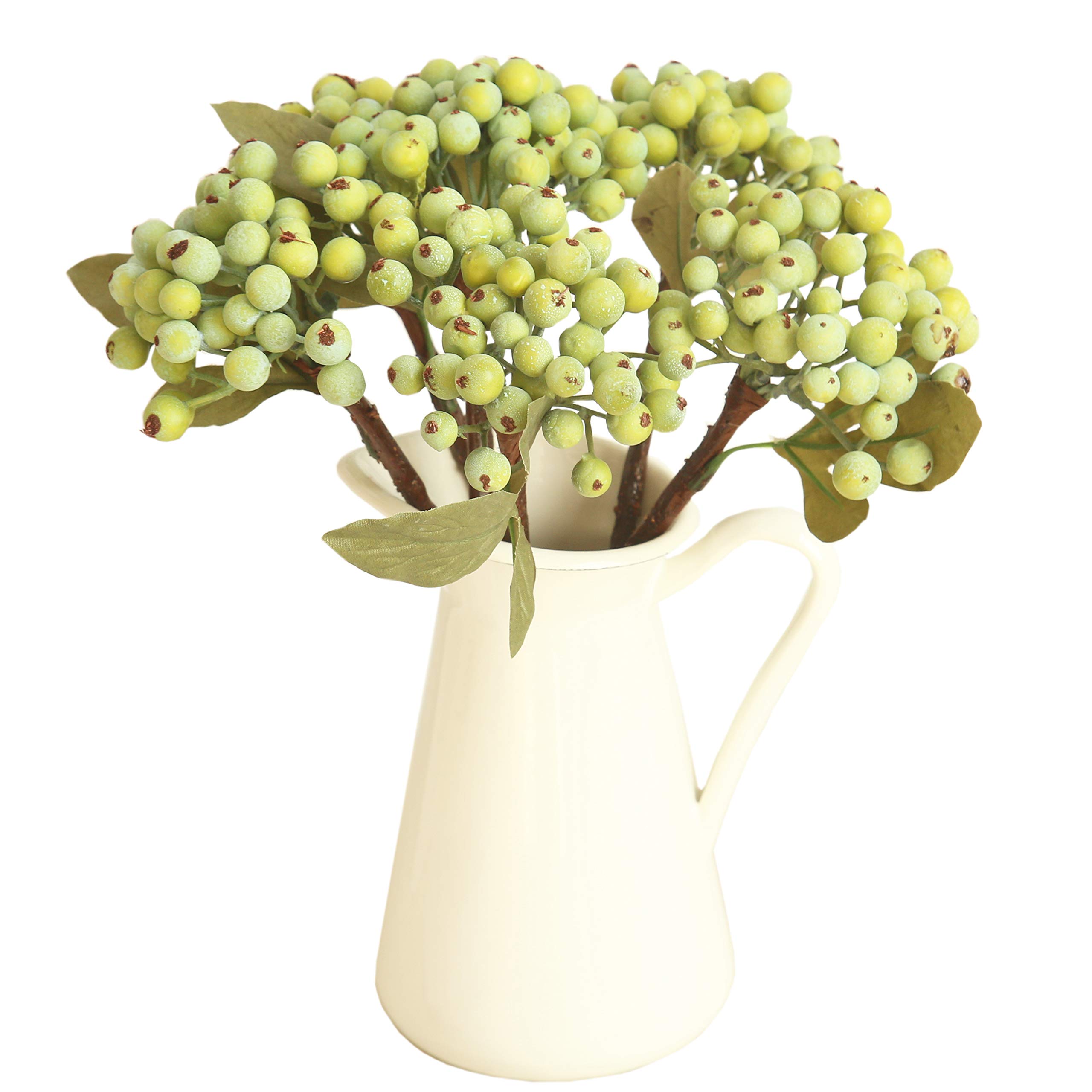 16 Bundles of 11.4" Artificial Berry Stems Floral Sprays Berry Fruit Picks for Home Décor Office Restaurant Wedding Garden Patio Shop Window Photography Props(Green)