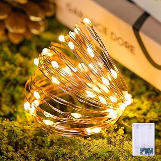 JMEXSUSS Warm White Battery Operated Fairy Lights: 50 LED Twinkle Christ...