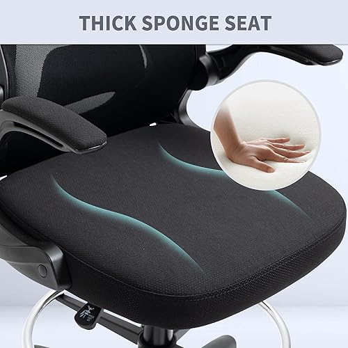 Miniatura 3 de Silla de dibujo, taburete de escritorio de oficina, sillas altas y ajustables para escritorio ergonómico de pie con brazos abatibles, anillo de pie