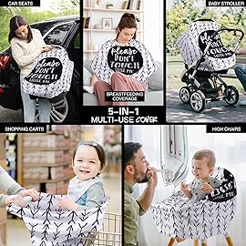 Metplus Breathable Car Seat Cover for Babies, Stretchy Nursing Cover for Breastfeeding, Multi Use Newborn Carrier/Stroller/Shopping Cart, Girl Boy Stroller Cover Gift