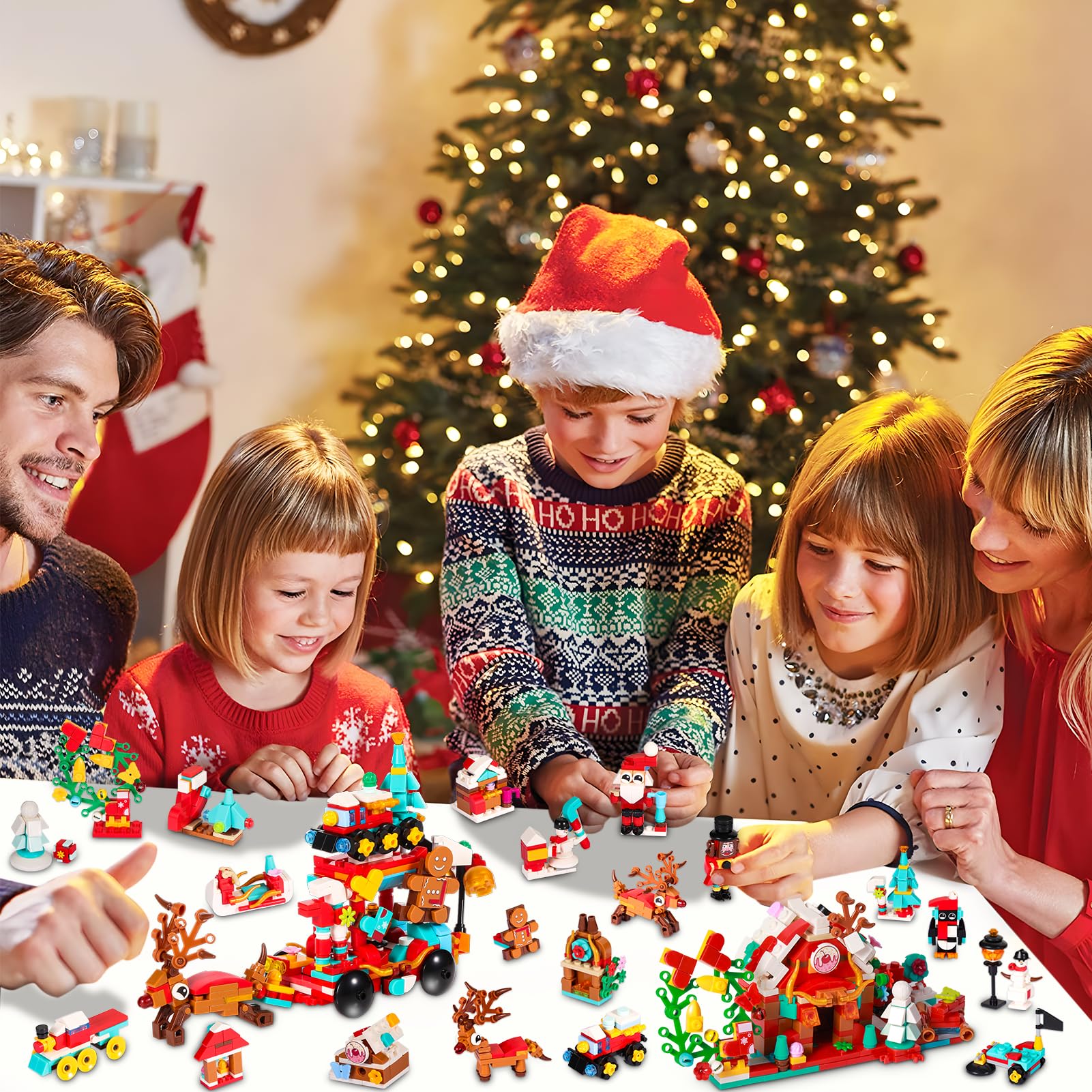 Calendario dell'Avvento 2025, Calendario dell'Avvento a Blocchi da Costruzione Bambini Adulti 24 Giorni Casa di Natale 12 in 1 Blocchi Calendario Conto alla Rovescia Ragazzi Ragazze Regalo