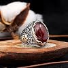 Personalized Men Aqeeq Ring, Red Agate Stone Men's Ring, 925 Solid Sterling Silver Handmade Customizable Letter Ring Two Letters Can Be Written On The Sides Of The Ring