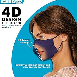 BASE CAMP Reusable Cloth Dust Face Masks 100% Cotton Washable Adjustable Breathable Fabric Mask with Filter Pocket (Black+Purple-L)