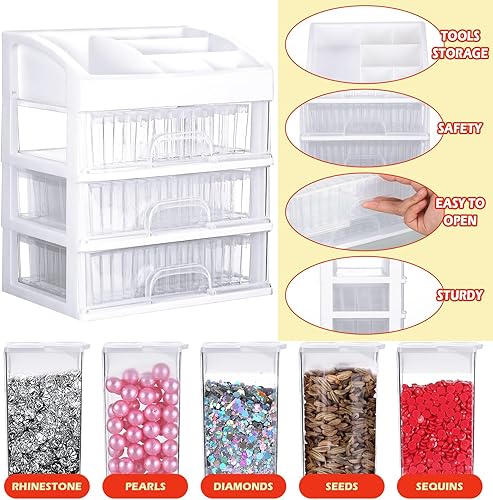 Miniatura 5 de Painting Storage Containers Drawer with 150 Slots Diamond Containers with Diamond Accessories and Tools Clear Plastic Storage Box for DIY Diamond