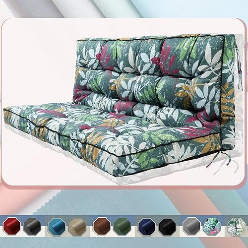 Cojín para columpio de 2-3 plazas, cojines para exteriores con respaldo grueso de 4 pulgadas, almohadilla antidecoloración impermeable para jardín,