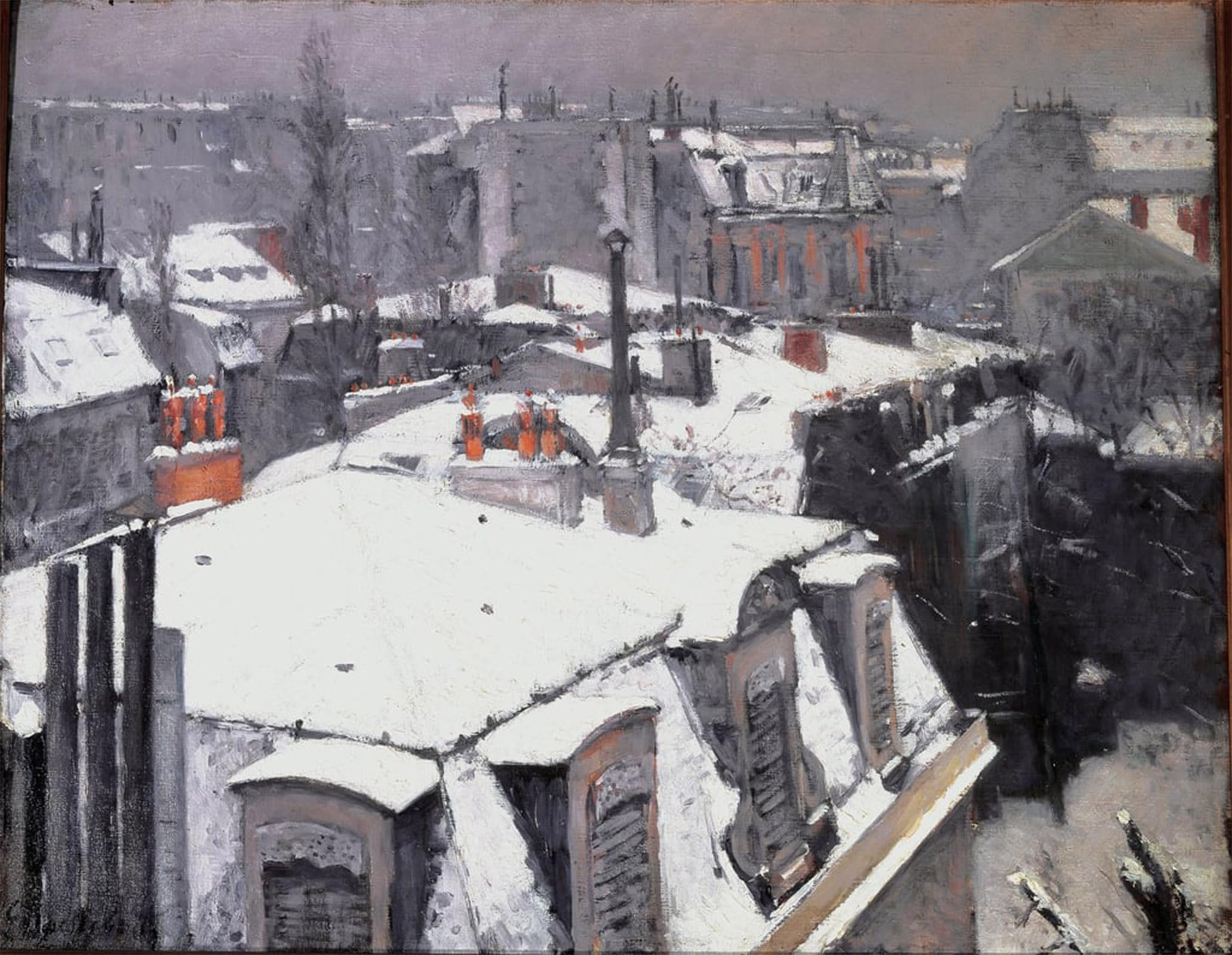 RZHRHJES Abstract Painting Poster Art Print Canvas Print Poster View of rooftops oil on canvas by Gustave Caillebotte Landscape Canvas Painting for Home Decor 60x90cm