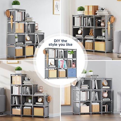 Miniatura 7 de Mavivegue Estantes de almacenamiento Gabinete de almacenamiento Cubo Organizador de ropa Organizador de ropa 6-Grid Gris