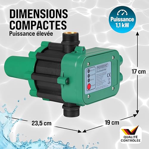 MONZANA® Pressostat pompe eau avec câble 10 bar protection fonctionnement à sec contrôleur pompe pression interrupteur de pression surpresseur - 4
