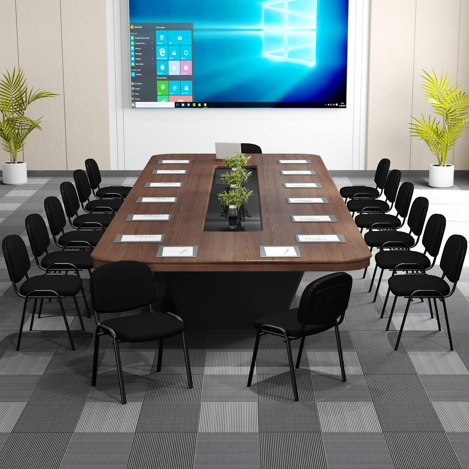 COSTWAY Konferenzstühle stapelbar 5er Set, Besucherstühle ohne Armlehnen, armlose Stapelstühle mit Metallrahmen, Wartezimmerstühle für Büro, Konferenzraum, Schwarz