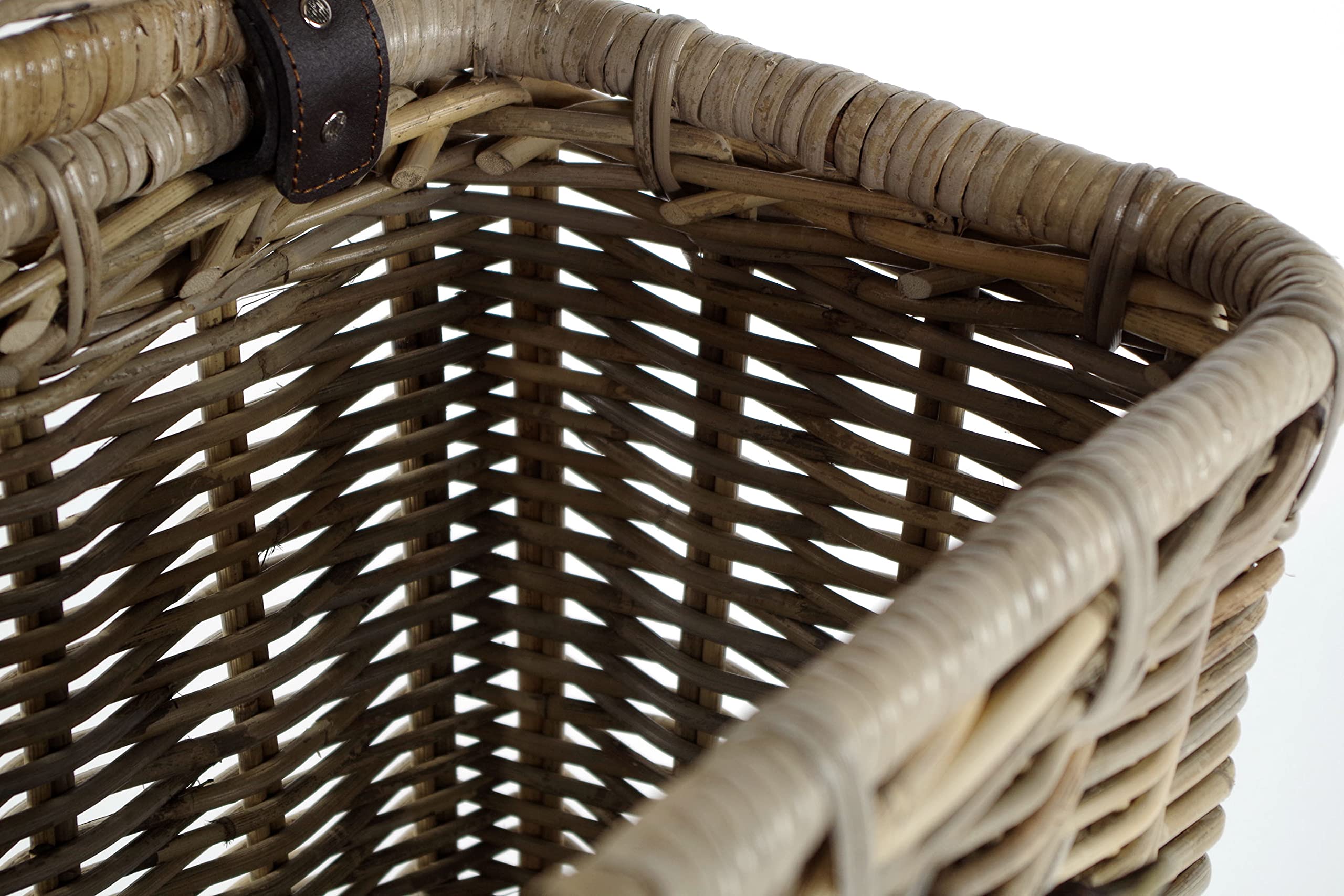 Kobolo Aufbewahrungskorb aus Rattan mit Deckel 39x27x40 cm Grau