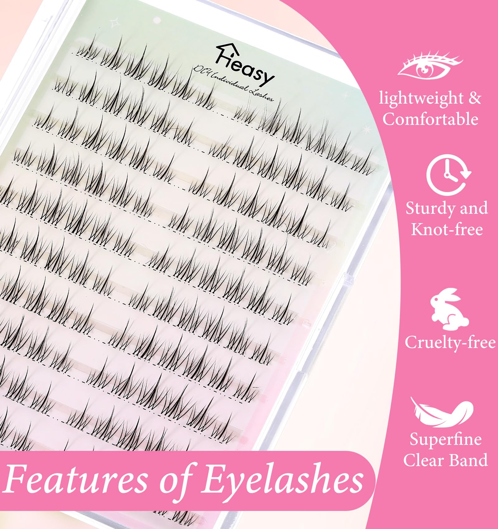 Manga Lashes Cluster, indywidualne rzęsy anime, 9-12 mm, mieszanka rzęs Wispy, niewidoczna taśma, przedłużenie rzęs do Cosplay