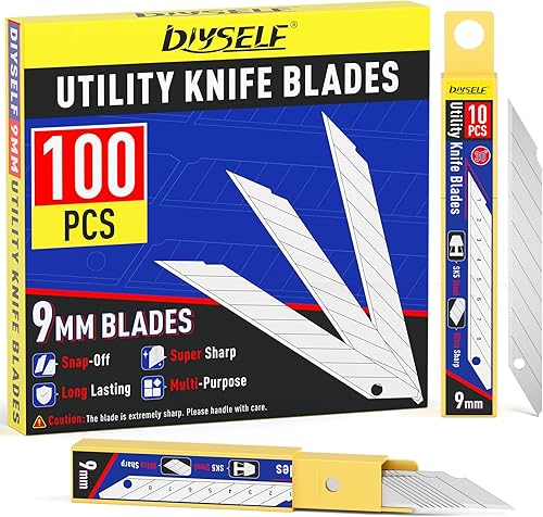 DIYSELF Cuchillas de cuchillo utilitario, paquete de 100 cuchillas de corte de caja, cuchillas de cortador de caja para cuchillo utilitario de hoja disponible en Yaxa Peru