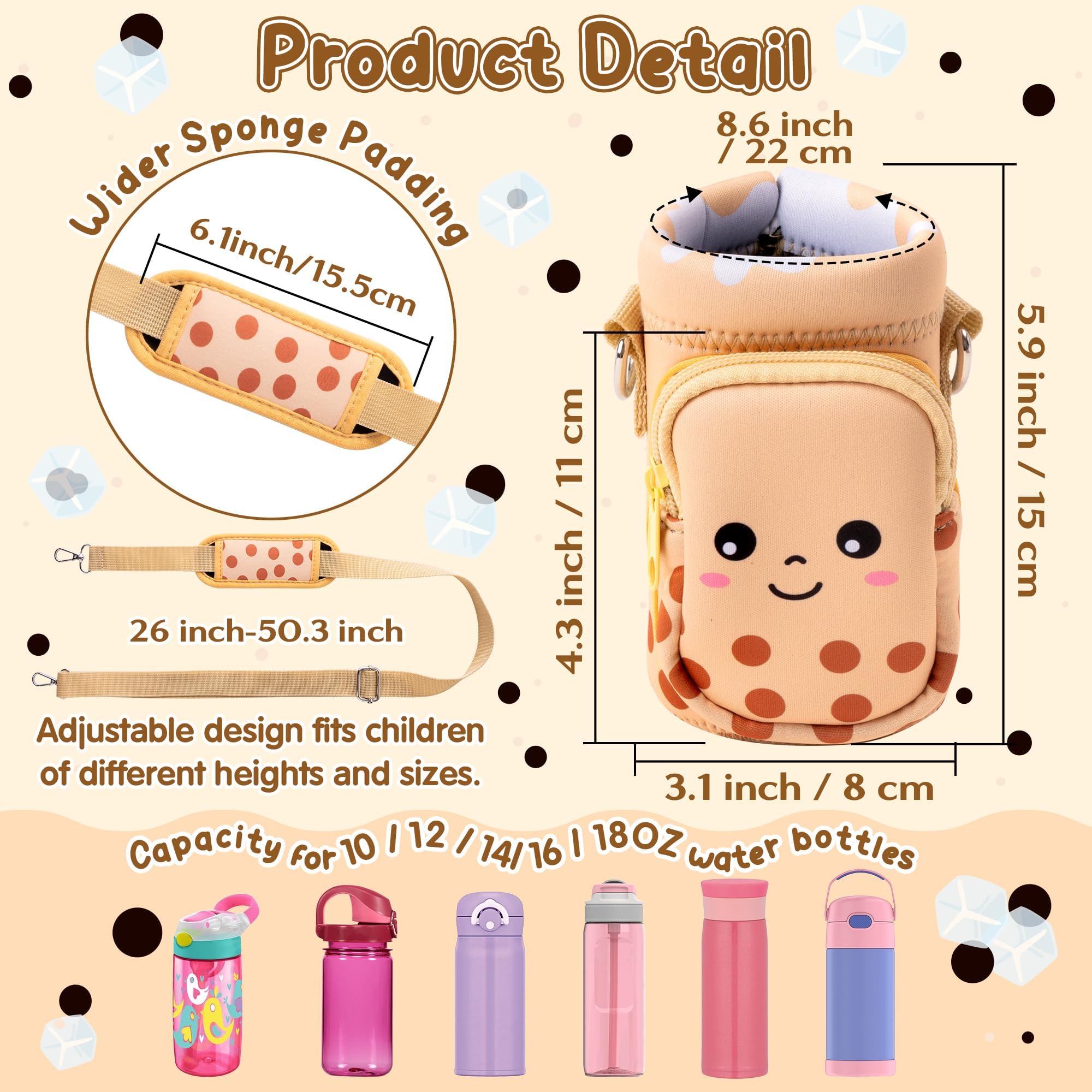 2OOYA Bubble Tea Water Bottle Carrier Bag with Strap for Kids - Image 2