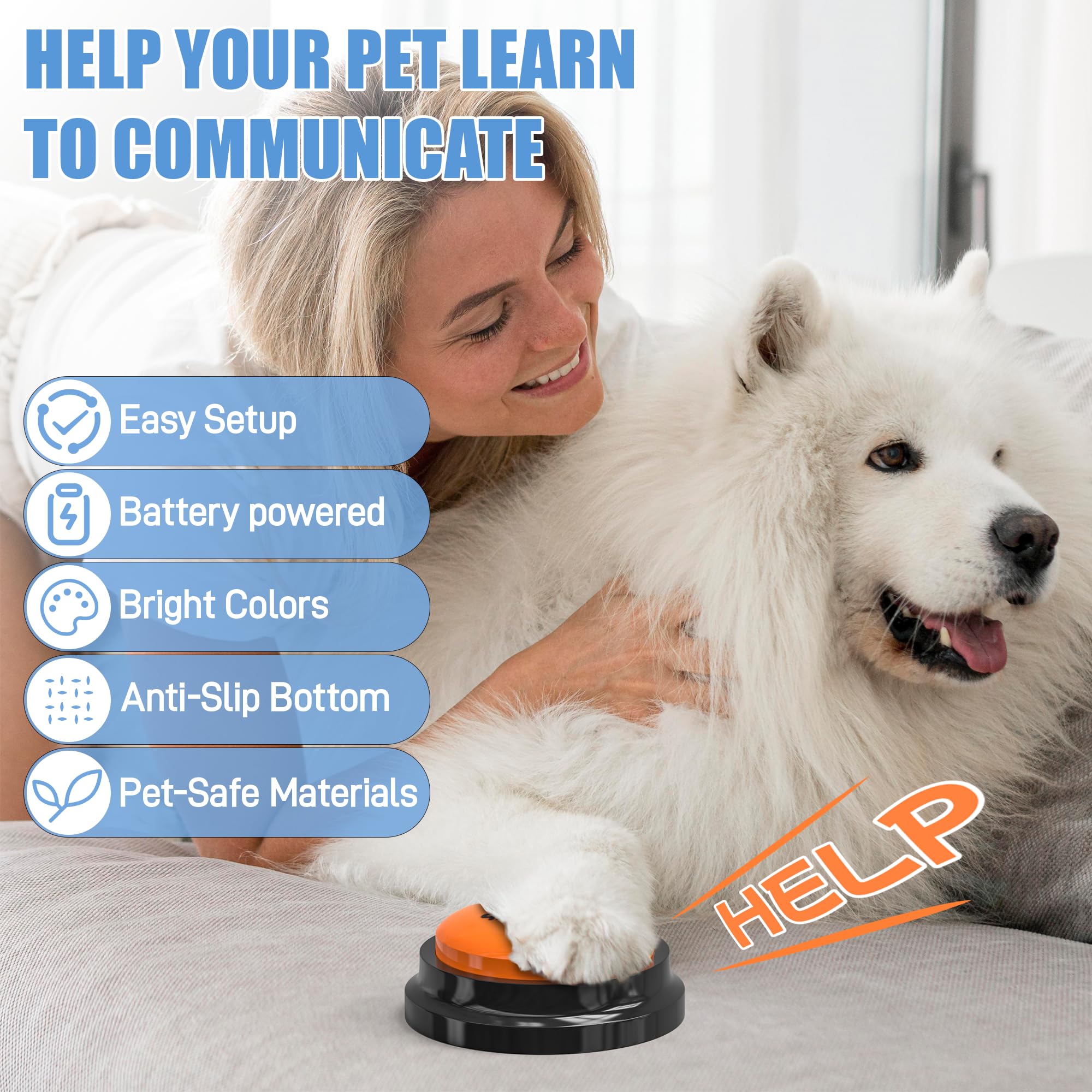 Botones de conversación para perros, paquete de 8 botones de comunicación para perros, botones de entrenamiento de conversación grabables para perros, botones de voz de 30 segundos con juego