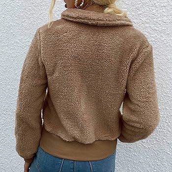 tuduoms Women's Fashion Fuzzy Cropped Jacket Winter Fleece