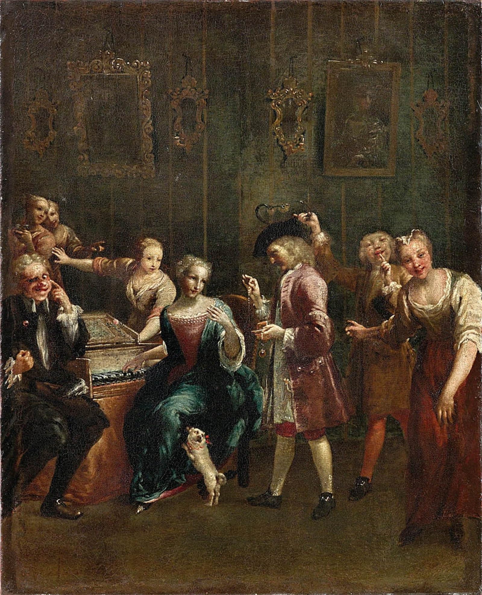 SERENDIPITP Vintage Wall Art Canvas Nordic Poster Canvas Print Picture Singer At the Spinet with Admirers by Giuseppe Maria Crespi Wall Art Poster for Home Decor 60x90cm